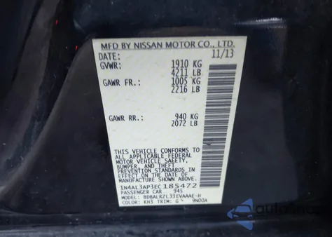 2014 Nissan Altima 2.5 S z USA, uszkodzony, nr VIN 1N4AL3AP3EC185472